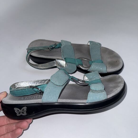 Alegria Women’s Julie Aqua Leather Slingback Comfort Sandals Size 38 - Picture 1 of 5